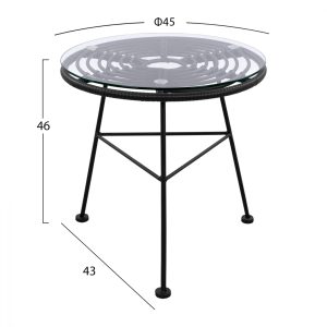 trapezi metalliko me wicker se mayri apo 1