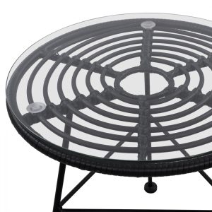 trapezi metalliko me wicker se mayri apo 3